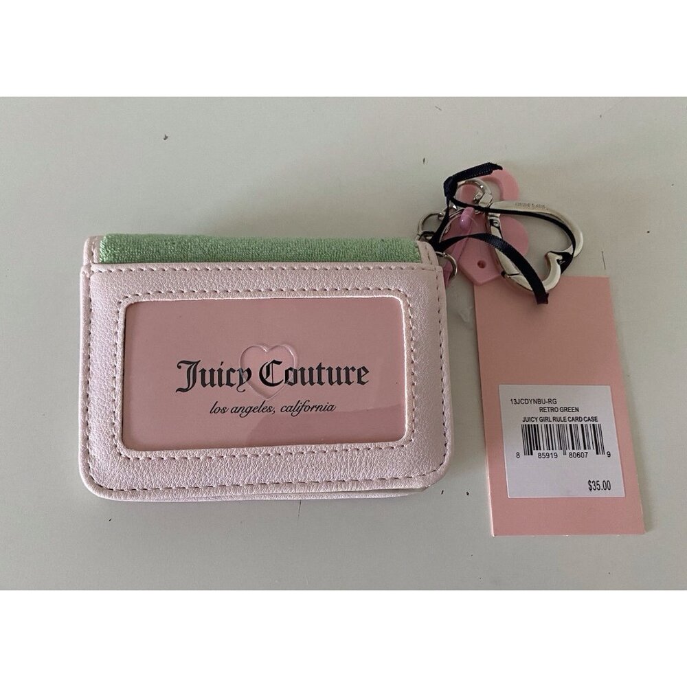 Juicy Couture Retro Green Juicy Girl Rule Card Case Wallet Patches FOB‎ & Charm - Picture 7 of 8